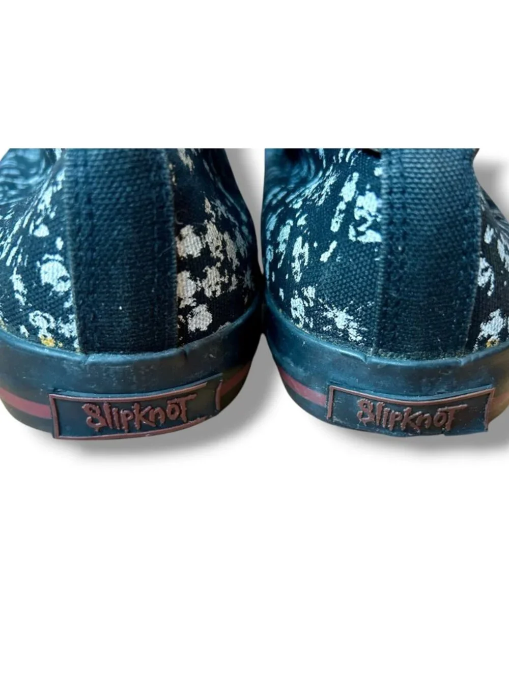 Slipknot By Draven High Top Shoes Black Band Print Red Laces Mens Size 7 EU 40 V